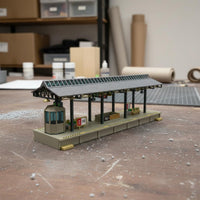 Railway Stop with Canopy Realistic HO Model Railway Station Stop Painted for Hobbyists, Dioramas