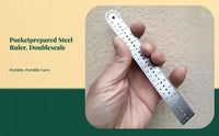 Metal Ruler, Multifunctional Measuring Tool, Drawing Compass, Metric & British Scales, Portable for School, Office, Engineers