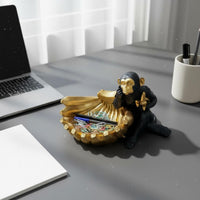 Banana Monkey Statue Desktop Decoration Gold Banana Ape Ornament Creative Design