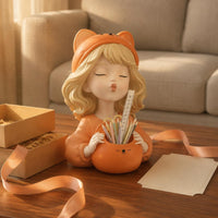Makeup Brush Holder Gift Idea Pen Cup Statue Decorative for Girls
