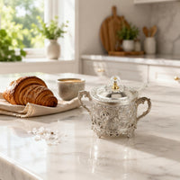 Filigree Condiment Jar Glossy Kitchen Storage Spoon Included
