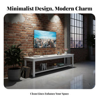 Low Profile TV Cabinet Versatile Steel Frame Entertainment Console Living Room Furniture Modern Minimalist Construction Two Tier Media Stand Suitable for Apartment Dwellers Bedroom