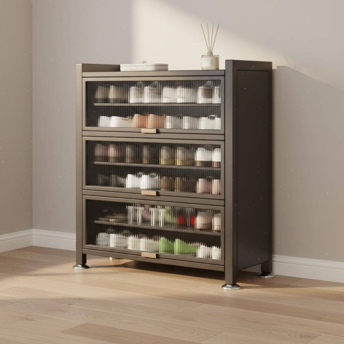 Multi-Layer Footwear Storage Unit Dustproof Steel Shoe Rack with Doors Large Capacity for Homeowners, Apartment Dwellers, Hallway, Mudroom