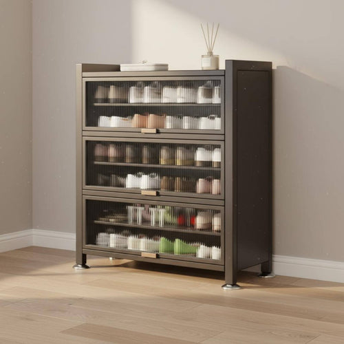 Multi-Layer Footwear Storage Unit Dustproof Steel Shoe Rack with Doors Large Capacity for Homeowners, Apartment Dwellers, Hallway, Mudroom