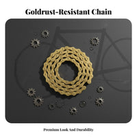 Cycle Chain Anti-Rust Gold Bike Chain Drivetrain Component Effortless Shifting High Strength for Cyclists, Trail Riding