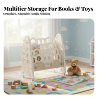 Rolling Book trolley Cute adorable animal Design kids' book shelf Lockable Casters for Classroom
