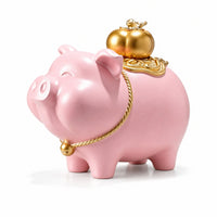 Pig-Shaped Money Bank Sculptural Pig Statue with Platform Stylish
