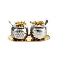 Condiment Set with Tray Food Condiment Jar Set Dust-Resistant Spice Jars with Spoons for Hosts, Home Cooks