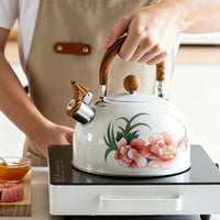 3L Steaming Kettle Fast Heating Floral Print Water Kettle Works On All Stovetops Whistling Teapot