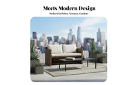 Waterresistant Woven Two-Seater Sofa sun-resistant exteriordoor Furniture UV-Resistant Garden Loveseat All-Weather for two people, Homeowners, Apartment Dwellers