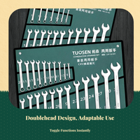 Combination Wrench Set, Open & Box End, Metric, Organizer