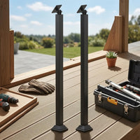 2 Pieces Square Tube Railing Post 90 Cm Stair Railing Post Black for Stairs
