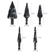 High-Speed Steel Hex Shank 4-Flute Spiral Step Drill Bit, Imperial, for Hole Opening and Enlarging