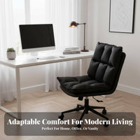 Armless Upholstered Wheeled Chair 360-Degree Rotating Upholstered Rolling Chair Ergonomic Ergonomic Spineing Floorfloor-Safe
