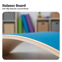 Sensory Training Wooden Balance Board Long-Lasting Wood Construction Curved Balance Board Multi-Functional Educational Rocker Versatile Use for Toddlers, Adults, Pilates, Playroom, Home Fitness
