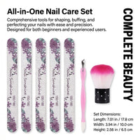 Wooden Nail Set for Adults, Washable Manicure Tools for Home and Professional Use, Grit Emery Board for Shaping and Buffing, Grooming Kit with Brush
