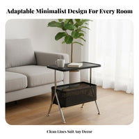 C-Shaped End Table Space-Saving Design Nightstand Easy Assembly for Small Spaces