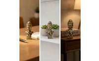Antique Brass Buddha Bust Statue Shushing Buddha Bust Meditative Sculpture Miniature for Collectors, Art Lovers, Desk, Shelf, Tea Corner