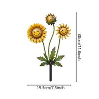 Sun-Shaped Flower Stake with Leaves Decorative Metal Yard Art Eye-Catching