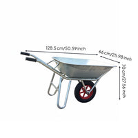 Duty Garden Cart with Tyres, Steel Frame Hand Cart for Construction, Large Capacity Outdoor Trolley for Waste Removal and Garden Projects