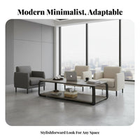2-Tier Rectangular Table Modern Minimalist Design Two-Tier Rectangular Stand Sturdy Frame Living Room Furniture for Homeowners, Lounge Area, Entryway