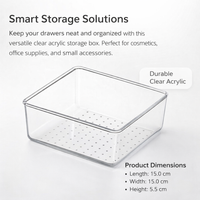 Clear Acrylic Drawer Organizer for Makeup, Desktop Storage Set for Women, Stackable Box with Polka Dot Tray
