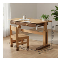 Children's Writing Table Ergonomic Children's Writing Desk Hand Crank Lift Study Table Writing Table Solid Beech Wood Construction Adjustable Height Spacious Drawer Suitable for Home Study Area Bedroom Reading