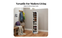 Rotating Shoe Rack Space-saving Cylindrical Footwear Organizer Large Capacity Vertical Storage Cabinet Sturdy Wooden Frame Suitable for Apartment Dwellers Entryway Living Room Families Home Furniture