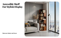 Corner Bookcase Space-saving Multi-tier Storage Rack Display Shelving Unit with Curved Baffle Suitable for Book Lovers Apartment Dwellers Study Small Areas Living Room