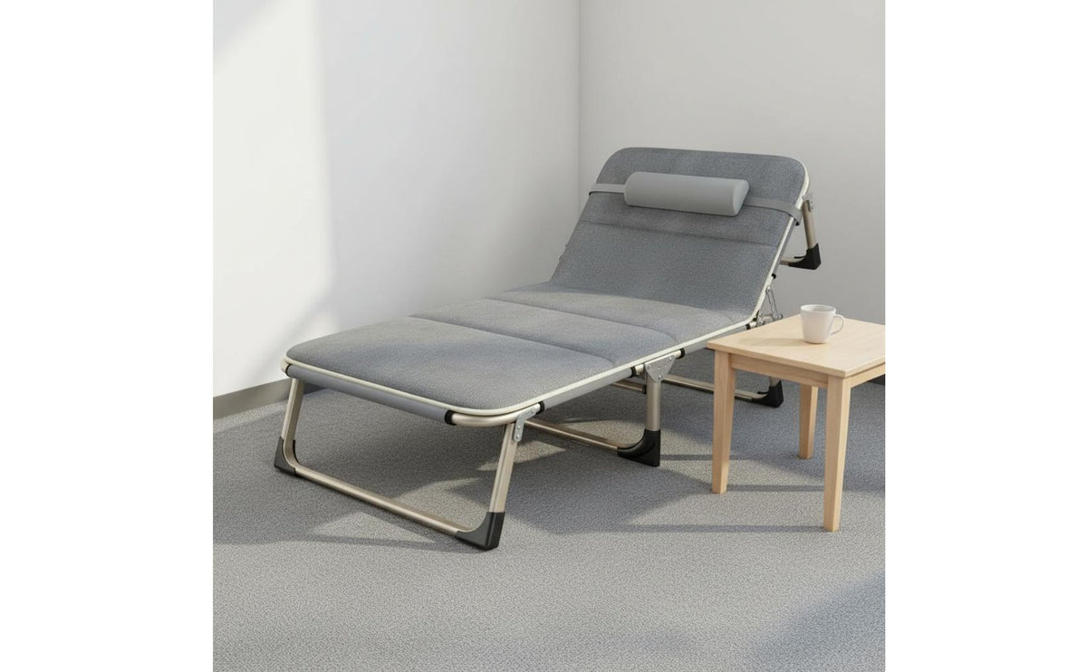 Foldable Design Portable Rest Bed No Assembly Required Office Lunch Break Bed Ergonomic Single Folding Cot Non-Slip Feet for Caregivers, Guests, Hospital, Balcony
