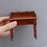 1:12娃娃屋dollhouse迷你家具微缩欧式栗色课桌书房场景摆件桌子