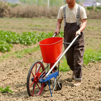 Manual Seeder with Growth Additive Distributor Chain-Driven Seeder with Growth Additive Distributor Wheeled Push-Type Row Planter for Farmers, Farm