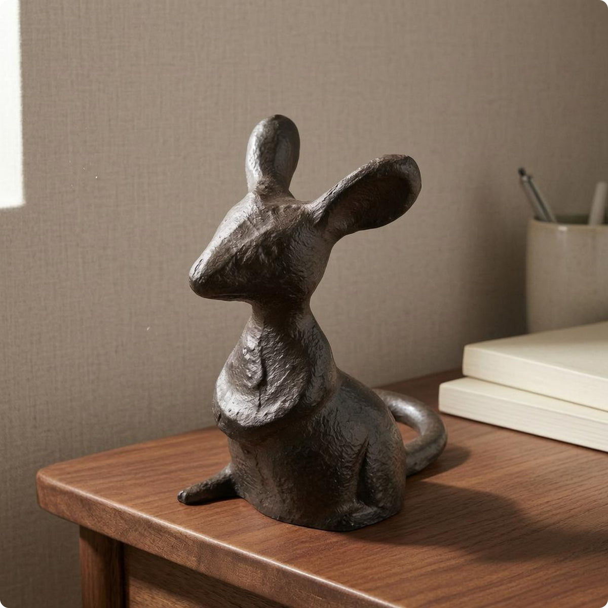 Rustic Decor Vintage Look Cast Iron Figurine Desktop-Friendly