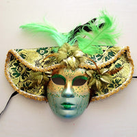 Venetian Carnival Full Face Mask with Large Hat and Feathers