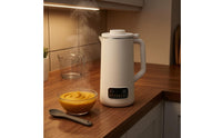 Compact Electric Soy Milk Appliance White Soy Milk Machine Cylindrical Blended Drink Appliance Side Handle