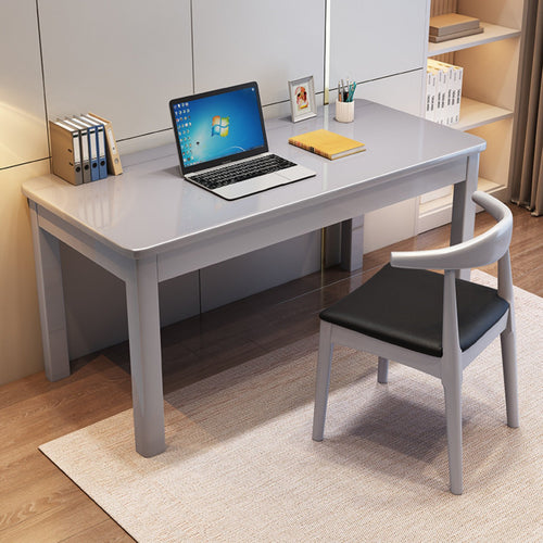 Solid Wood Desk Minimalist Wooden Study Table Modern Computer Workstation Sturdy Writing Desk for Students Adults Suitable for Home Office Bedroom Small Areas