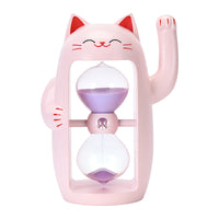Lucky Cat Hourglass Glass Timer Handmade Modern Minimalist Ornament Personal Gift Premium Hourglass Ornament