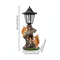 Resin Squirrel Tree-Stump Lamp Squirrel Lantern Statue Flower Accents