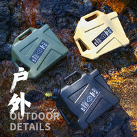 12L Khaki PE Tactical Water Bucket with Faucet for Camping and Car