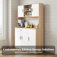 Buffet Cabinet with Drawers Freestanding Pantry Cabinet Kitchen Storage Hutch Coffee Bar Station Engineered Wood Construction Suitable for Home Living Room Kitchen Dining Room
