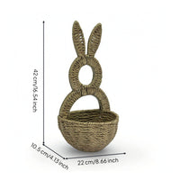 Rabbit Wall Hanging Basket Handwoven Wall Basket with Ears Hangable for Nursery