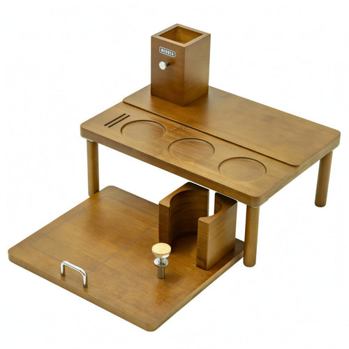Coffee Tamper Station Adjustable Portafilter Stand Wooden