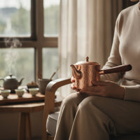 Copper Pitcher with Wooden Handle Hammered Tea Pitcher with Handle Heat-Resistant Gravy Boat