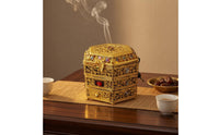 Electric Incense Burner Filigree Metal Incense Burner Electric Censer Gemstone Inlay Home Fragrance Lidded