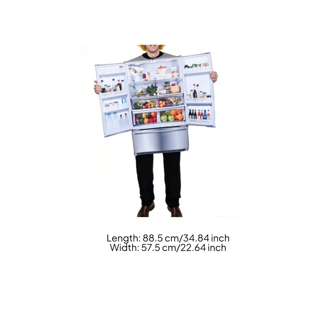 Double-Door Look Refrigerator Costume Printed Details Fridge Cosplay Costume Side-Panel Graphics for Adults