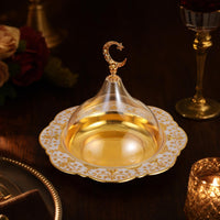 Scalloped Dessert Display with Glass Cover Embossed Pastry Display Plate Decorative Food Tray with Glass Cover Elegant for Party