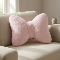 Bow Pillow Fuzzy Bow Cushion Pink for Bed