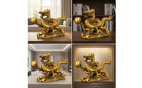 Dragon Sculpture Copper Dragon Statue Gold-Toned Ornament for Collectors