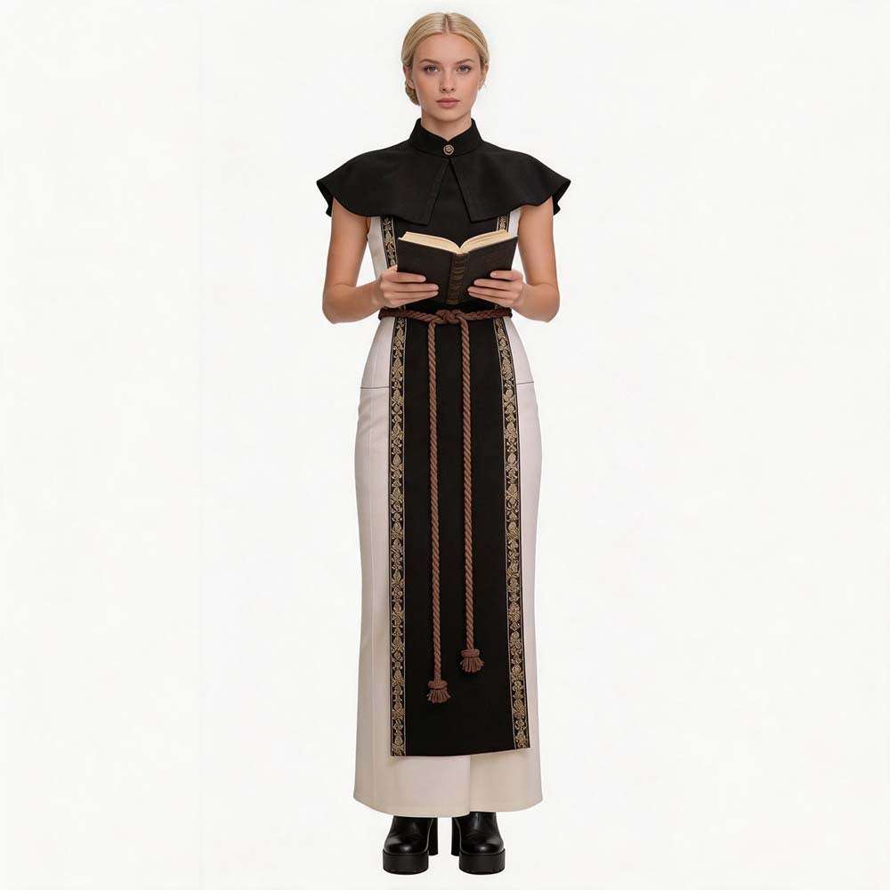 Medieval Nun Priest Cosplay Costume for Halloween Party