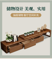 Solid Wood TV Cabinet with Coffee Table, Extendable, Modern Simple Style